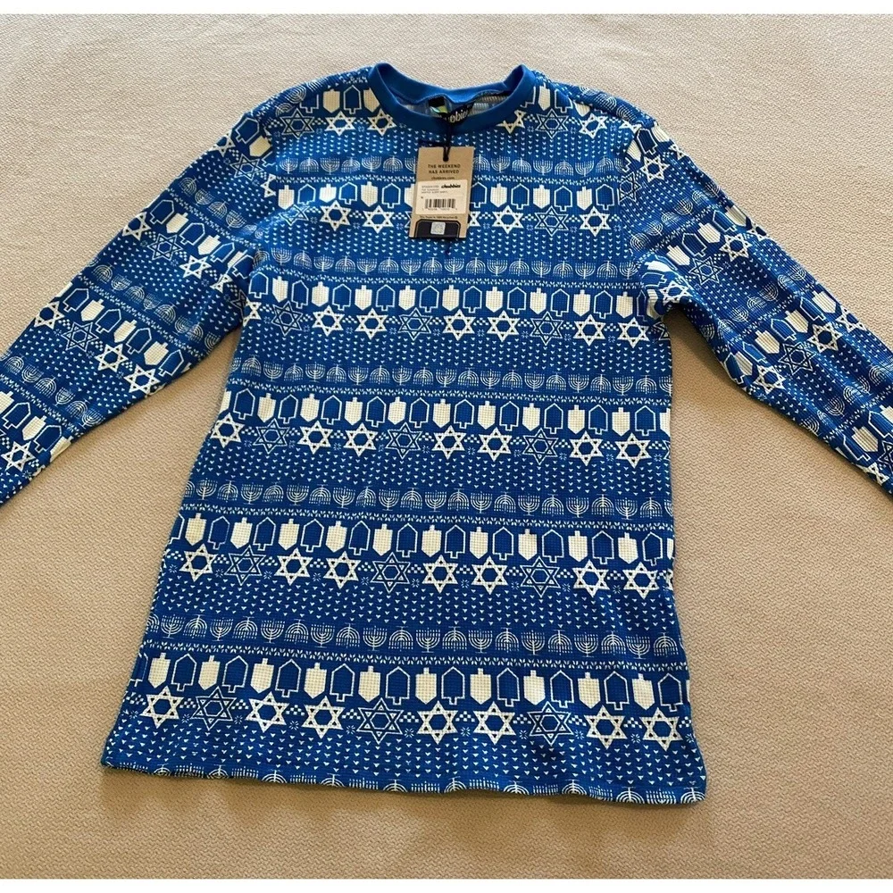 Chubbies NWT The Funukkah Hanukkah Waffle Pajama Shirt Sleep Men's size Medium
